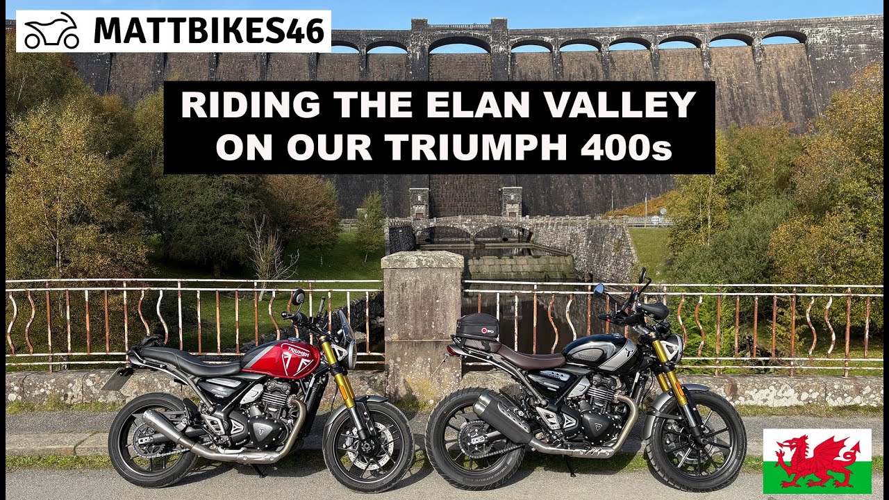 Motorcycle Riding the Elan Valley (Wales) on our Triumph Speed 400  and Triumph Scrambler 400x