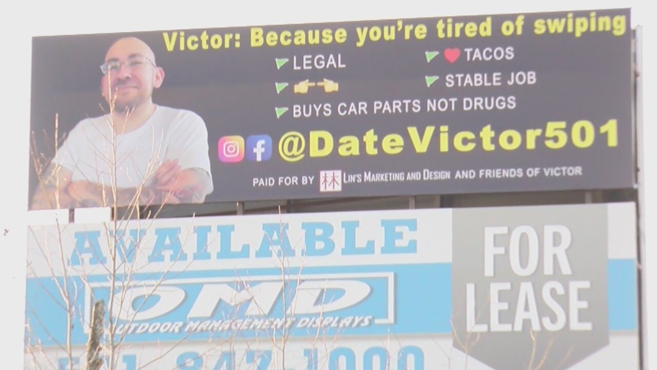 Friends take Valentine’s Day to new heights with dating billboard prank