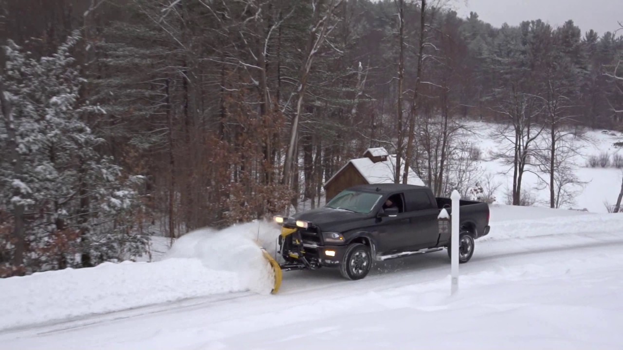 HD Version - Plowing Driveway with a 2016 Ram 2500 and a Fisher 8.5' HD Plow