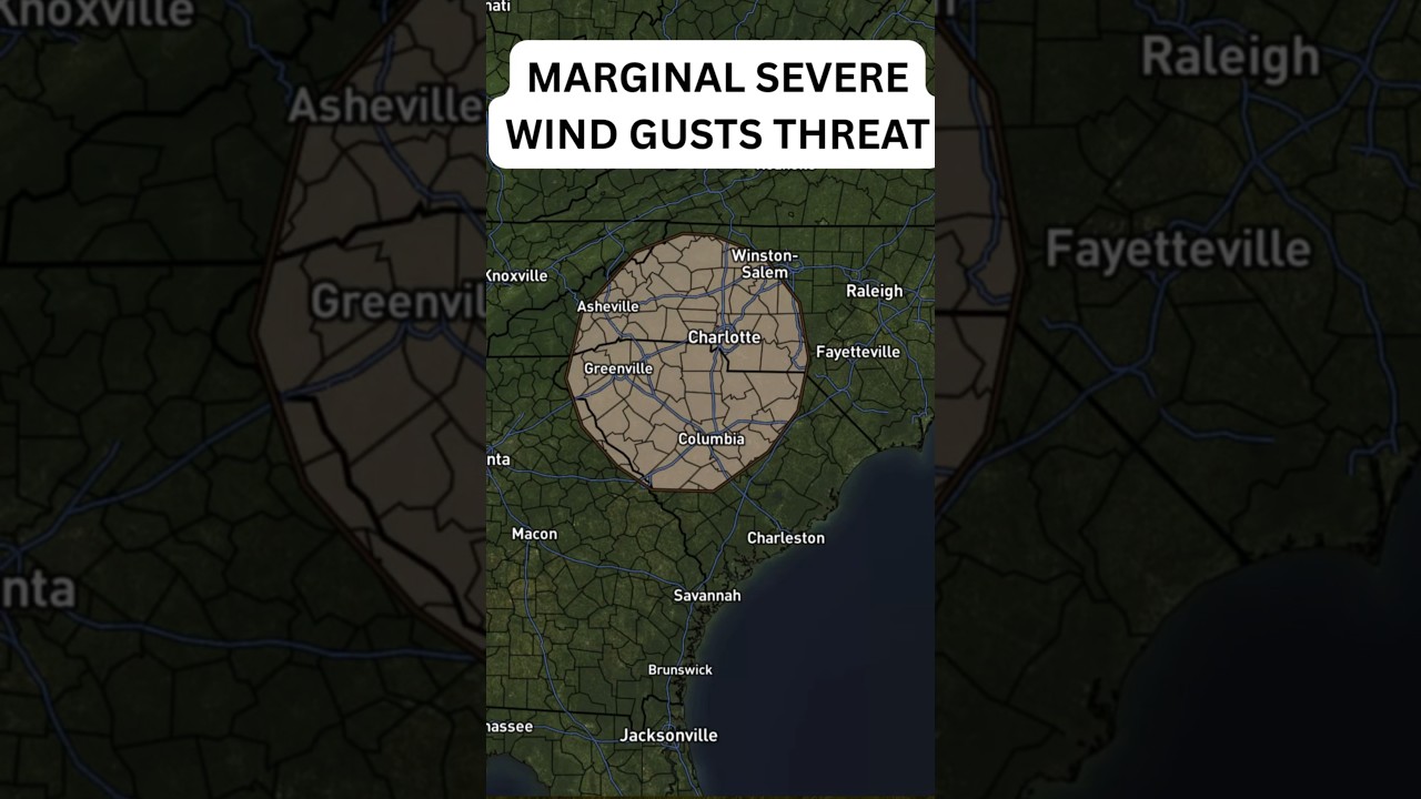 Georgia and Carolinas Severe Weather: 40-60 MPH Gusts Today