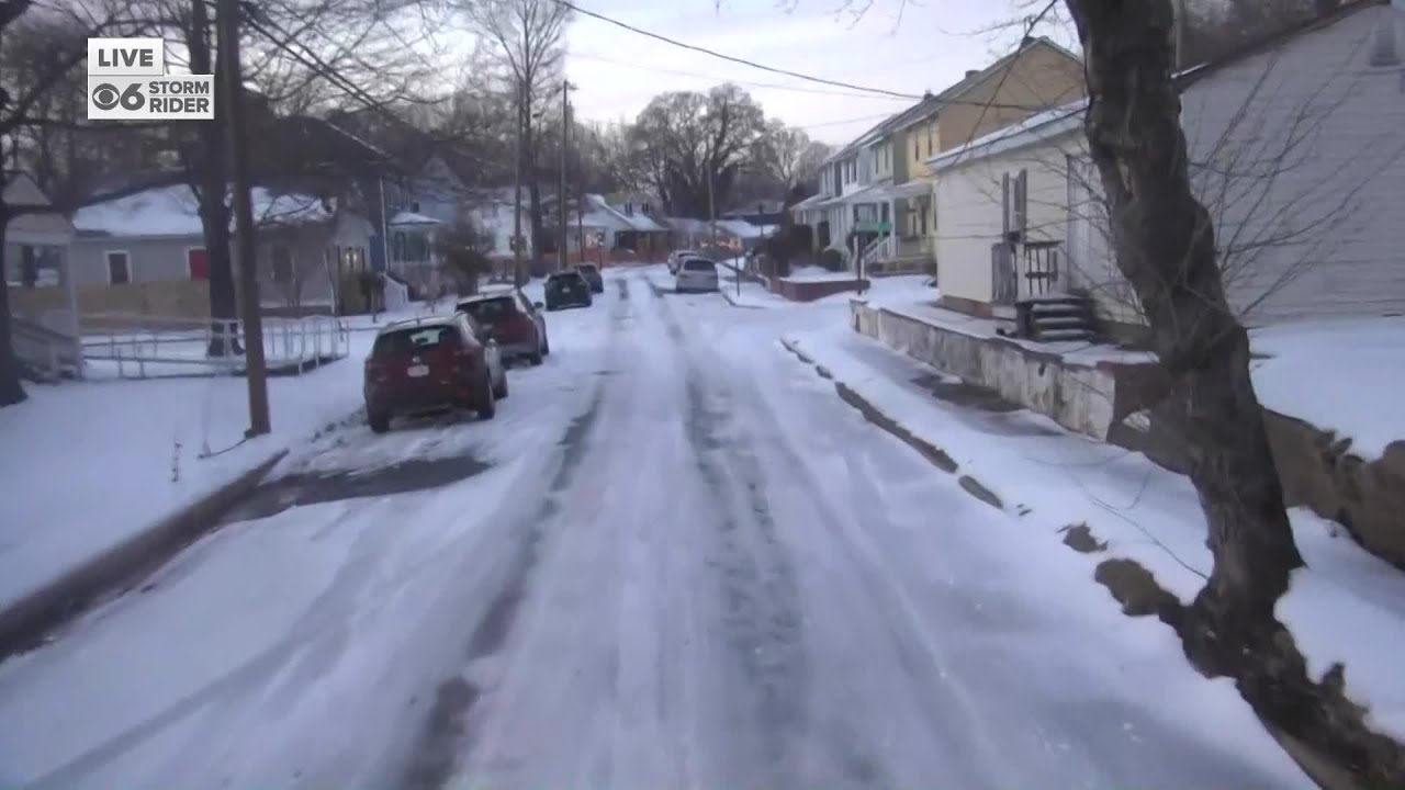 Storm Rider 6 shows iced-over Richmond streets on Wednesday evening
