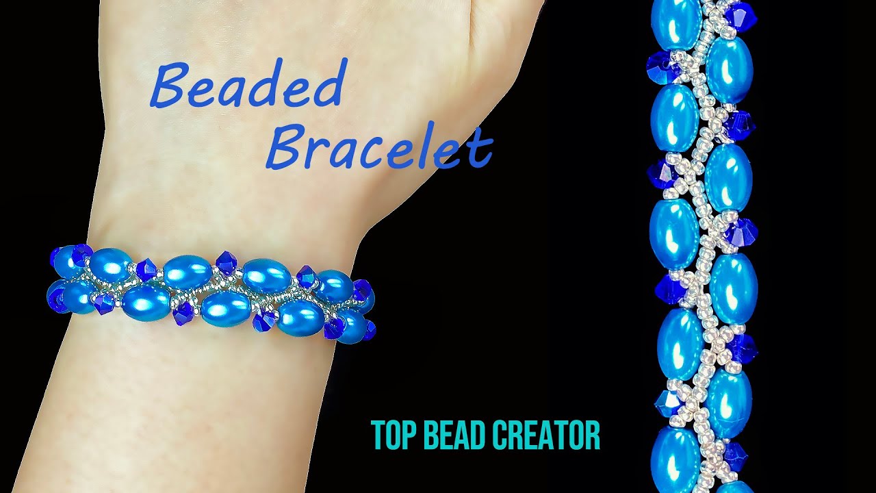 Dark aqua blue bracelet, How to make beaded bracelet