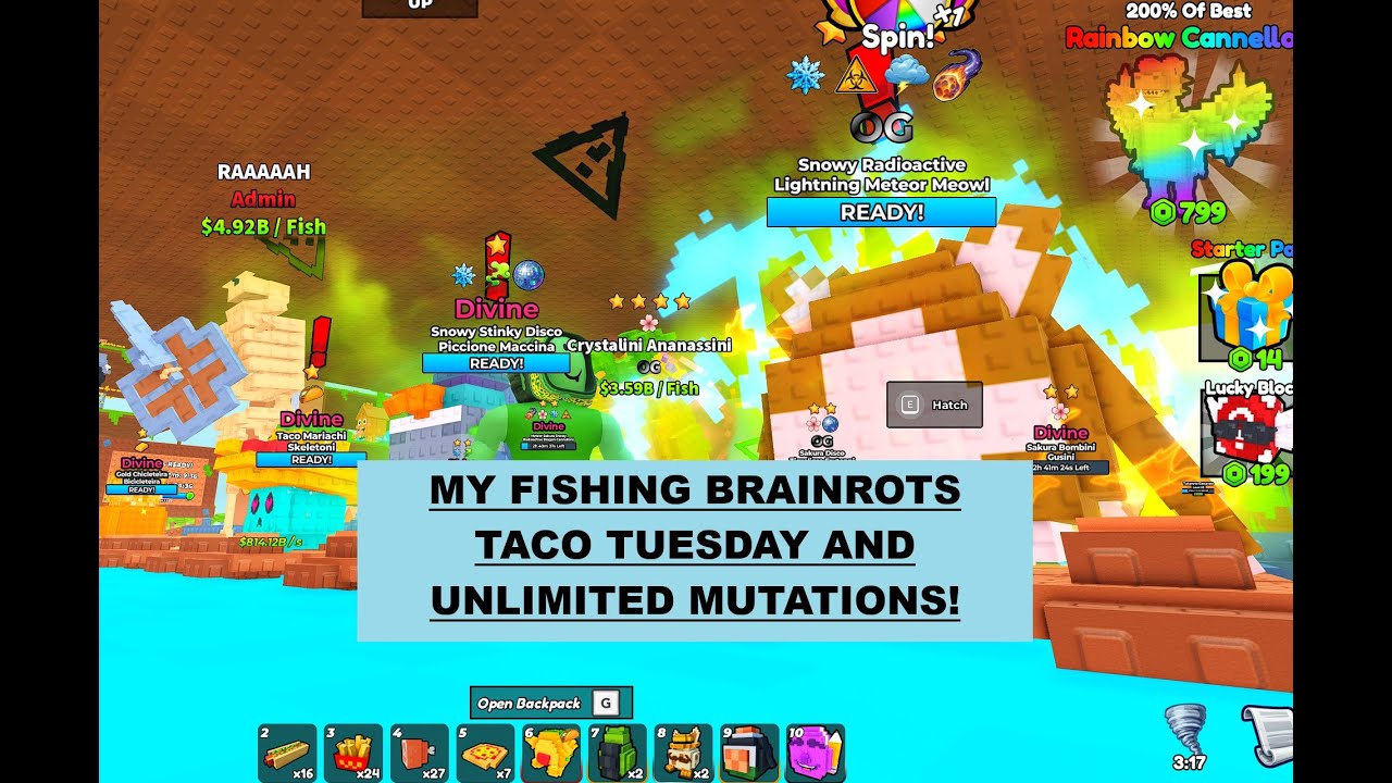 Unlimited Mutations and Taco Tuesday in My Fishing Brainrots Roblox