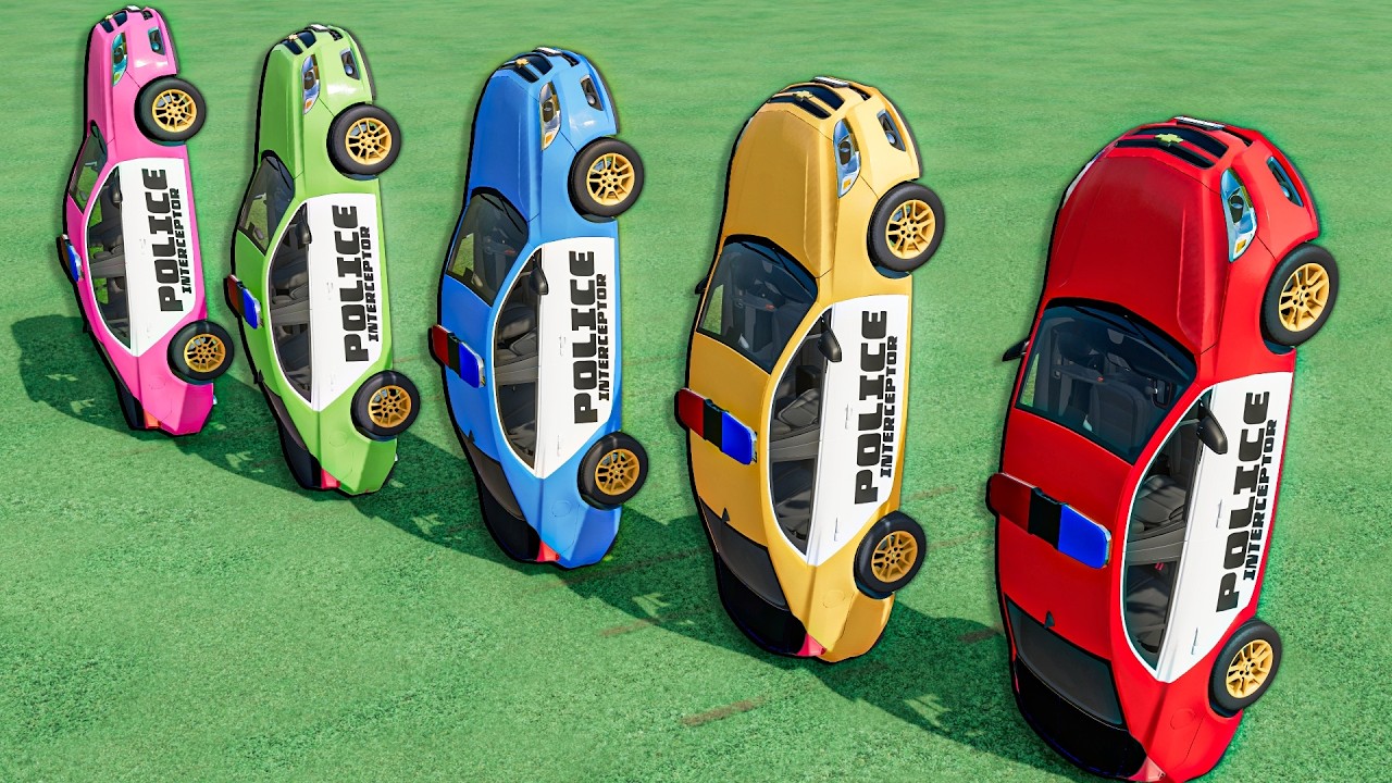 MULTI WOWW TRANSPORTING ALL to WHEEEL STUNT TAFHEET COLORS CHEVROLET POLICE CARS WITH TRUCKS ! FS 22
