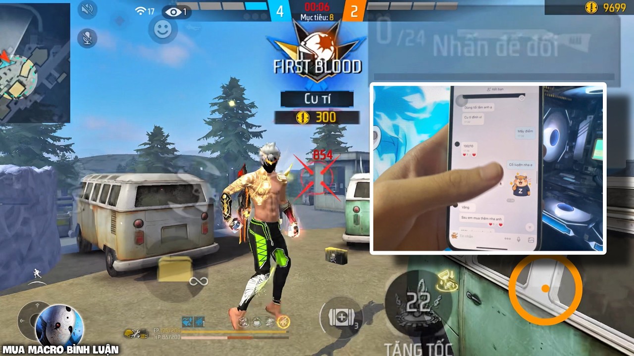 [Free Fire] Молодой человек получает макрос и стреляет как сумасшедший, используя читы.