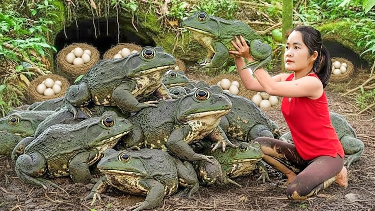 Harvesting Wild Frogs & Fresh Eggs in the Forest & Goes Market to Sell – Rural Survival Lifestyle