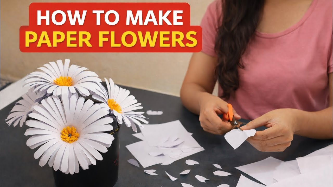 🌼 EASY DIY Daisy Paper Flowers | Easy Home Decor (Step by step Tutorial) 