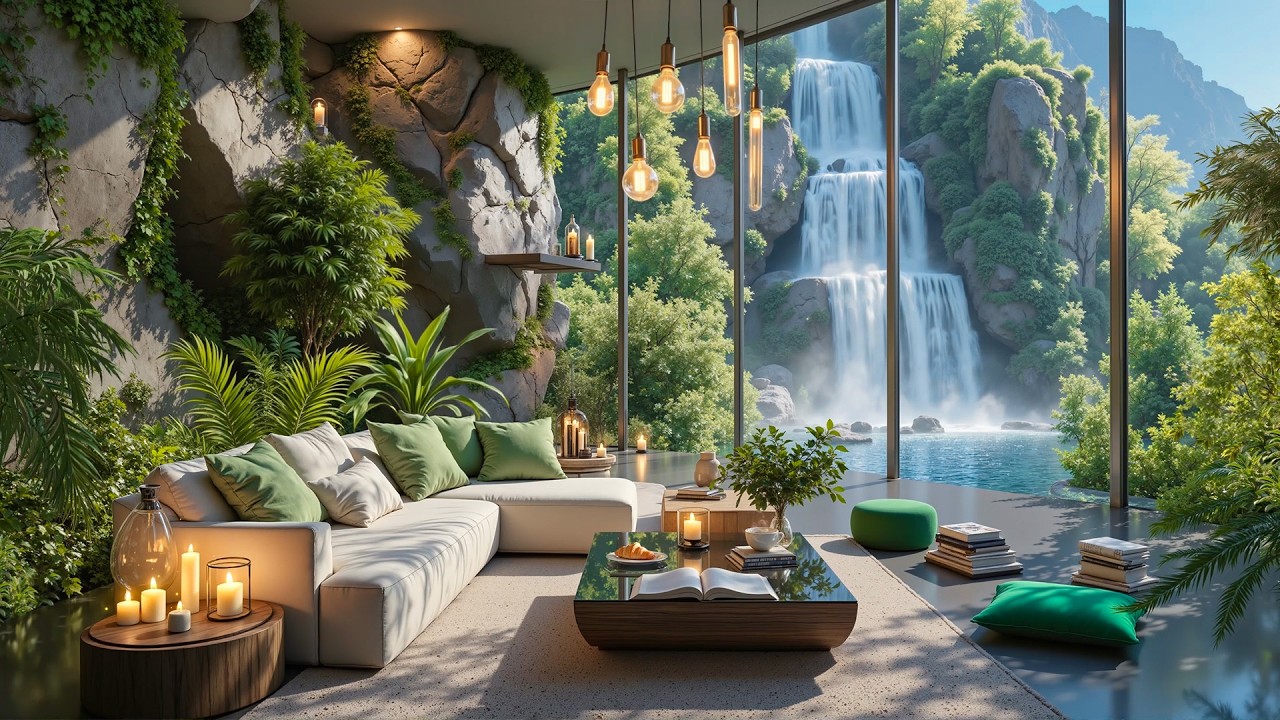 Tranquil Nature Retreat Jazz 🌿 Peaceful Jazz Instrumental by the Waterfall for Relaxation