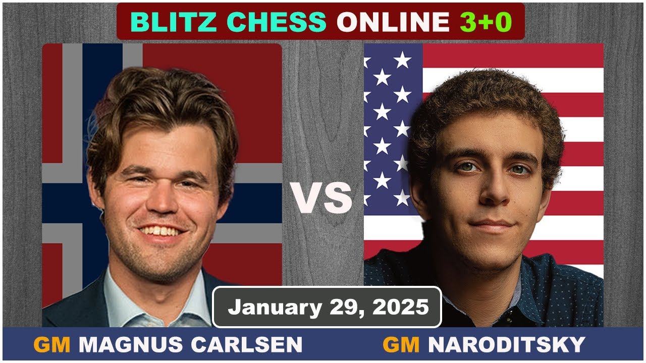 Magnus Carlsen vs Daniel Naroditsky | Blitz Chess 3+0 | ChessCom | January 29, 2025