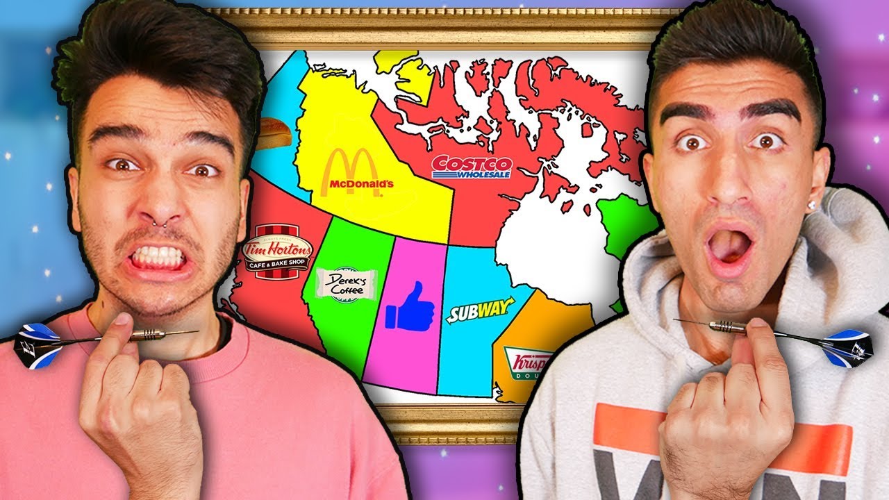 Throwing a Dart at a Map and EATING Whatever it Lands on! (Ft. Morgz Challenge)