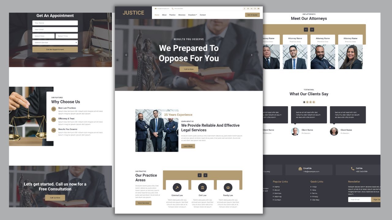 Complete Lawyer Website Template Design - HTML -CSS  -JavaScript- 100% Free - Free Website Code