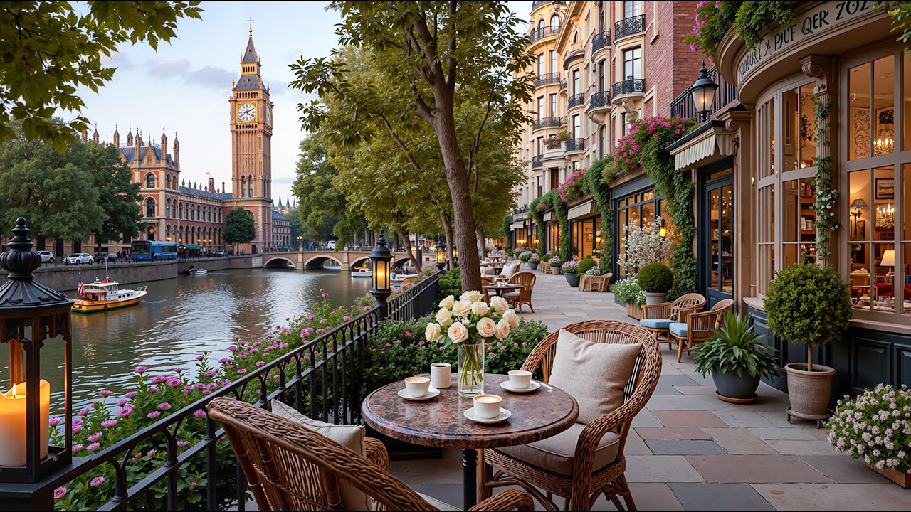 London Riverside Café Jazz at Sunset ☕Peaceful Bossa Nova & Relaxing Jazz Music for Work, Deep Focus