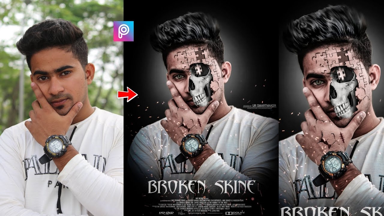 PicsArt Broken Skin Instagram Viral Photo Editing Tutorial In Picsart Step By Step In Hindi 2019