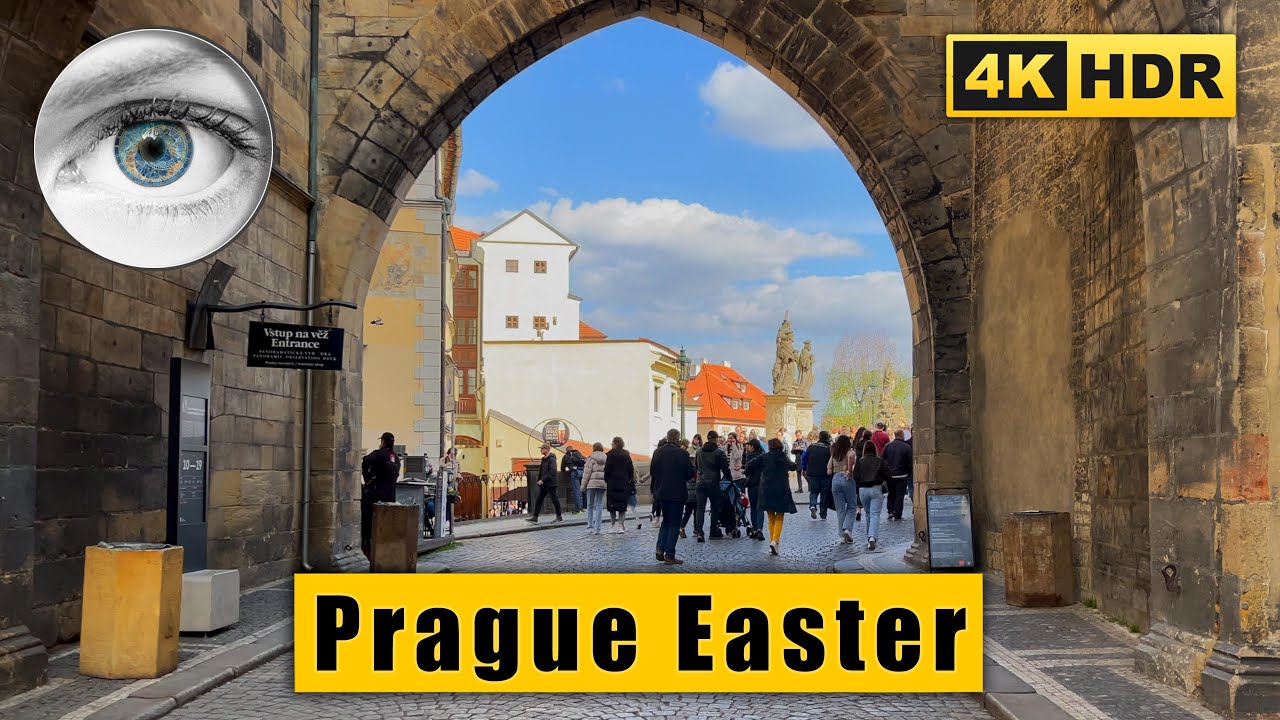 Prague Easter Walking Tour: Charles Bridge - Old Town Square 🇨🇿 Czech Republic 4k HDR ASMR