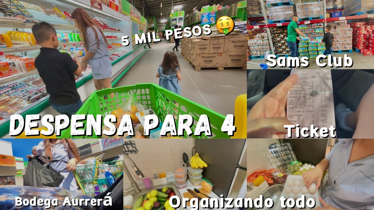 5 MIL PESOS DE DESPENSA PARA 4 PERSONAS 😱  Sams club y Bodega Aurrerá + Organización y desinfección