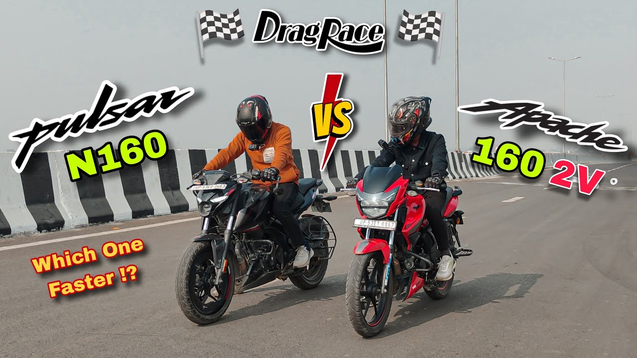 Pulsar N160 vs Apache RTR 160 2V  Drag Race – Which Bike Wins?
