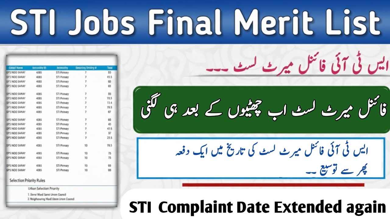 STI Jobs Final Merit List Update |STI  Complaint Date Extended again |STI Jobs 2026 Latest Updates