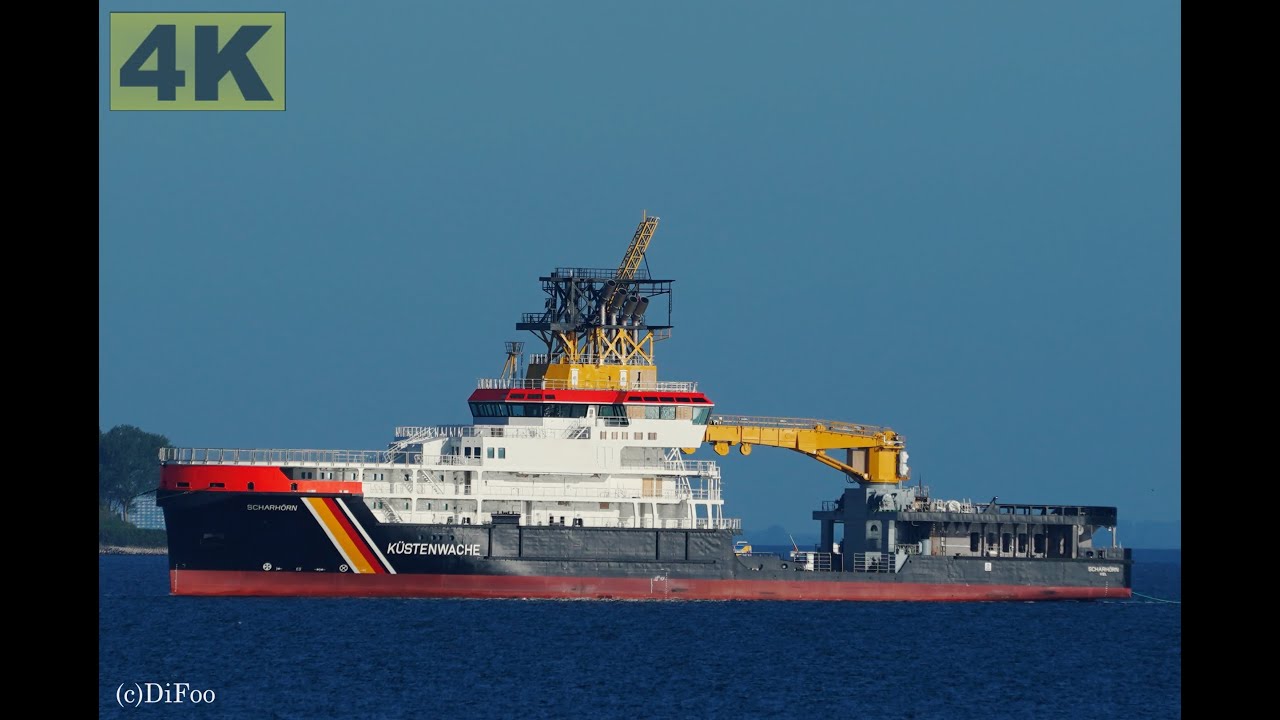SCHARHÖRN - Neubau - Shipspotting Germany - IMO 9906489 Mehrzweckschiff des Bundes - Kieler Förde 4K