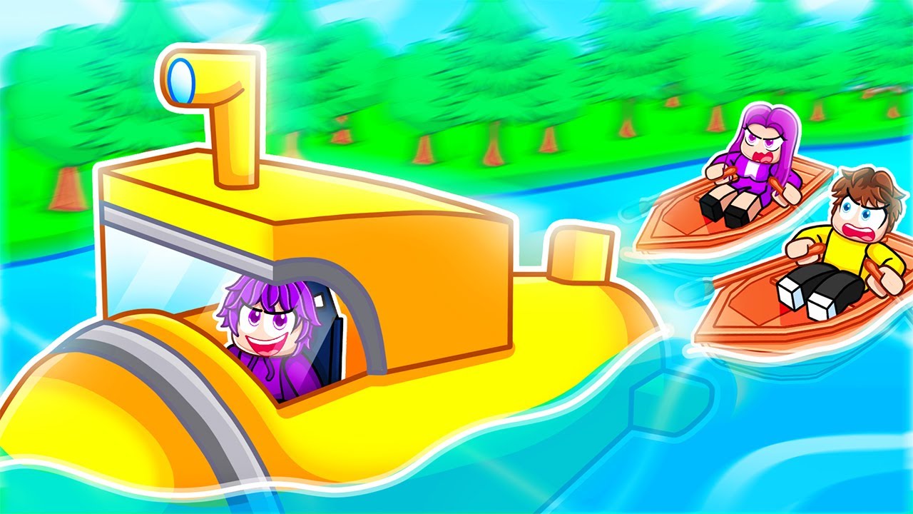 Cheating with a SUBMARINE in Roblox Build a Boat…