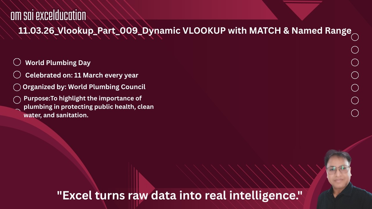 11 03 26 Vlookup Part 009 Dynamic VLOOKUP with MATCH & Named Range in Excel | Create Fully Automatic