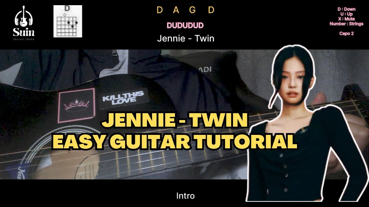 JENNIE - 'Twin' EASY Guitar Tutorial + Lyrics | Suin