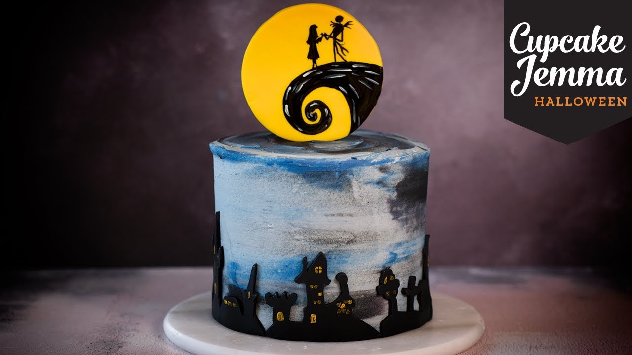 Nightmare Before Christmas Halloween Layer Cake Decoration Tutorial | Cupcake Jemma