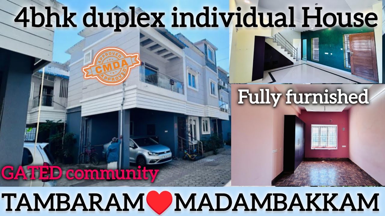 IDN0154♥️TAMBARAM MADAMBAKKAM RESALE 4BHK DUPLEX INDIVIDUAL HOUSESALE FULLY FURNISHED GATEDCOMMUNITY