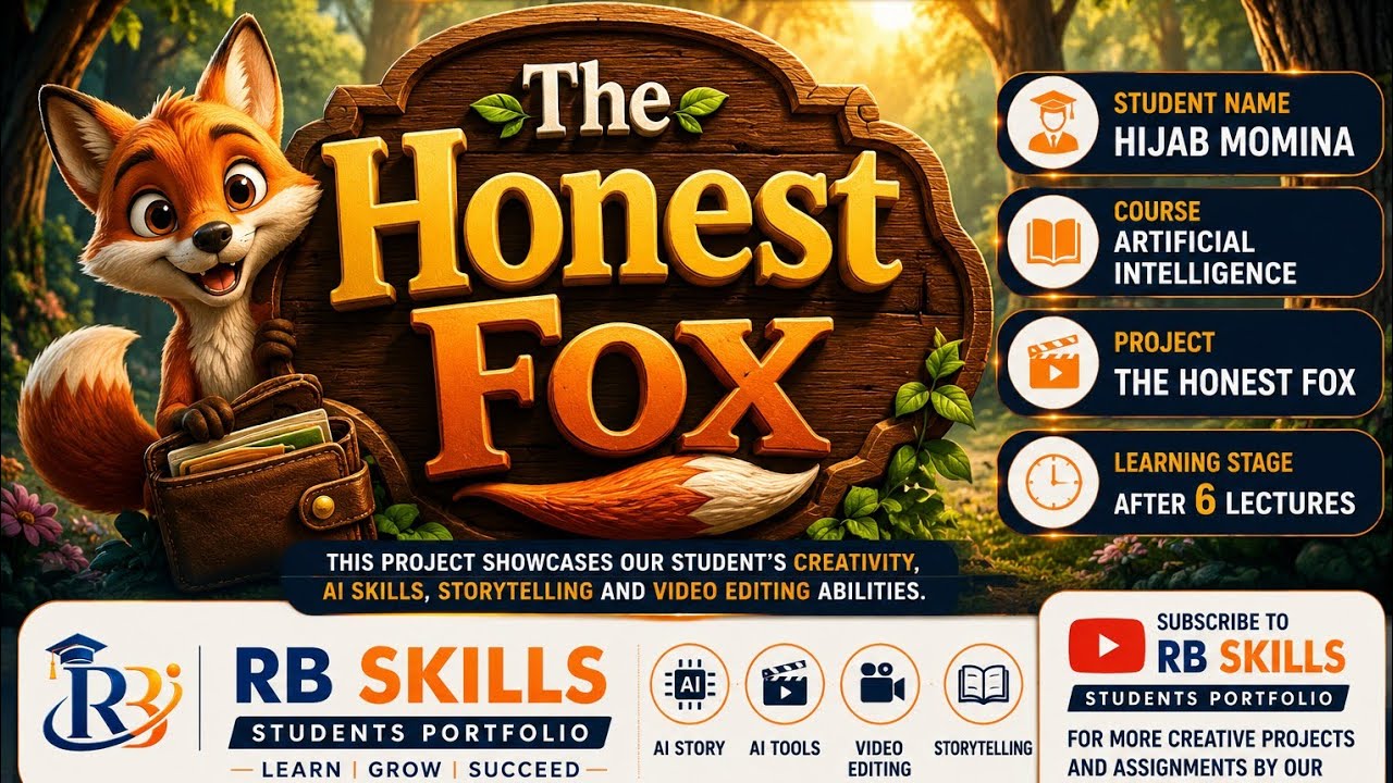 The Honest Fox 🦊 | AI Animated Story | Student Project | RB Skills Students Portfolio