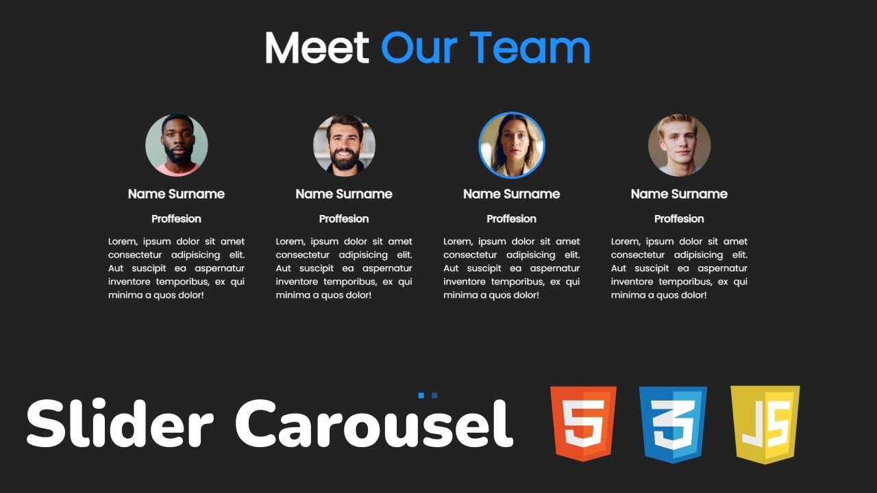 Как сделать слайдер карусель для Team Section HTML, CSS & JavaScript | Responsive owlCarousel slider