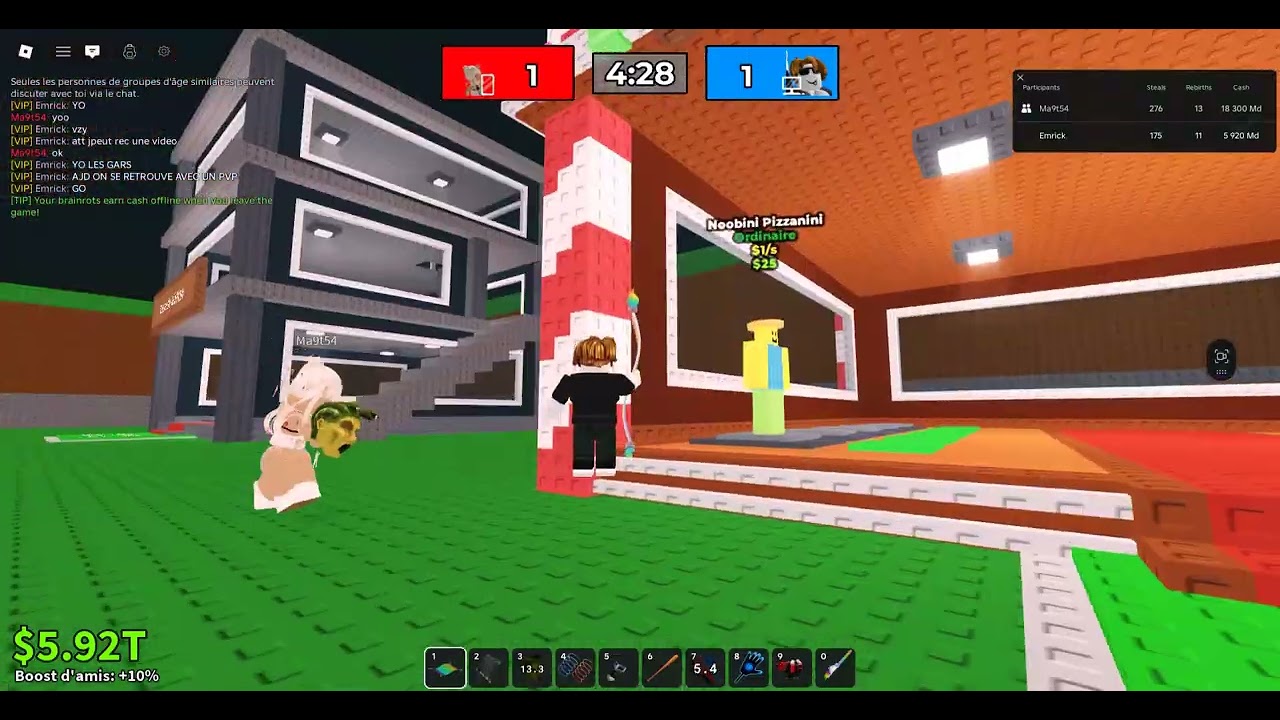 J'ai PVP avec une fille SUR STEAL A BRAINROT ! ( c un noobini 😂)