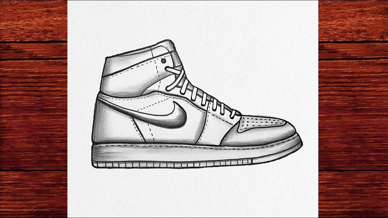 Nike Ayakkabı Nasıl Çizilir - Nike Air Force 1 - Kolay Karakalem Ayakkabı Çizimi