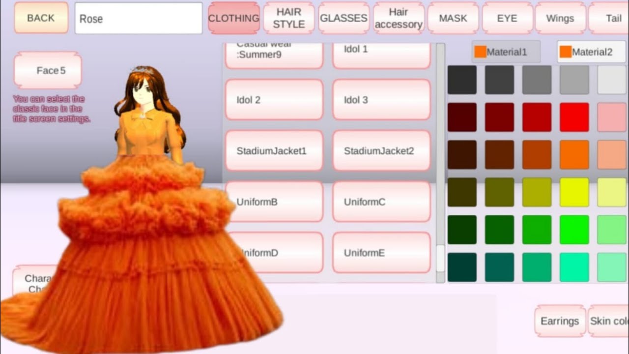 MiO Aida New princess Ball Gown orange 🧡✨🎀(Easy Tutorial)#ballgown#game#sakura#video#SakuraSchool 