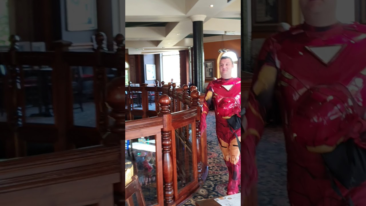 Fancy dress prank iron man