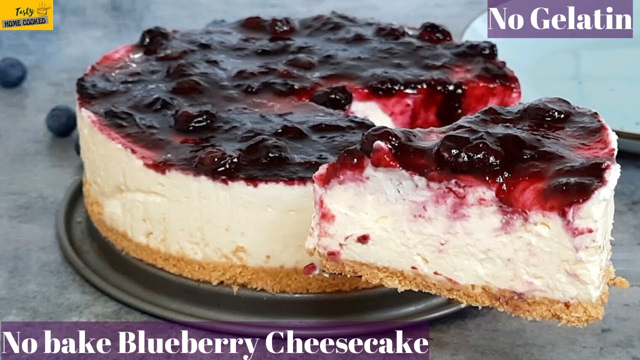 No bake Blueberry Cheesecake | Blueberry Cheesecake Recipe | No Gelatin Cheesecake | #cheesecake