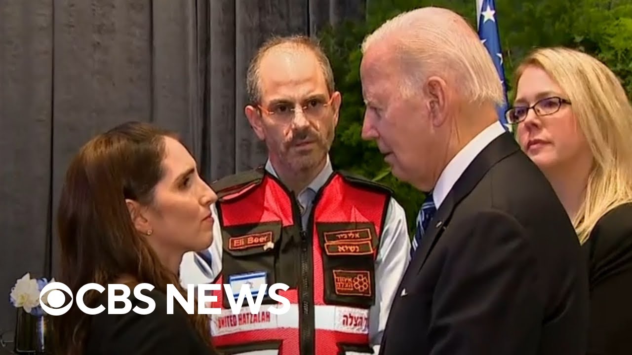 Watch: Biden meets with Israeli first responders, families of terror attack victims