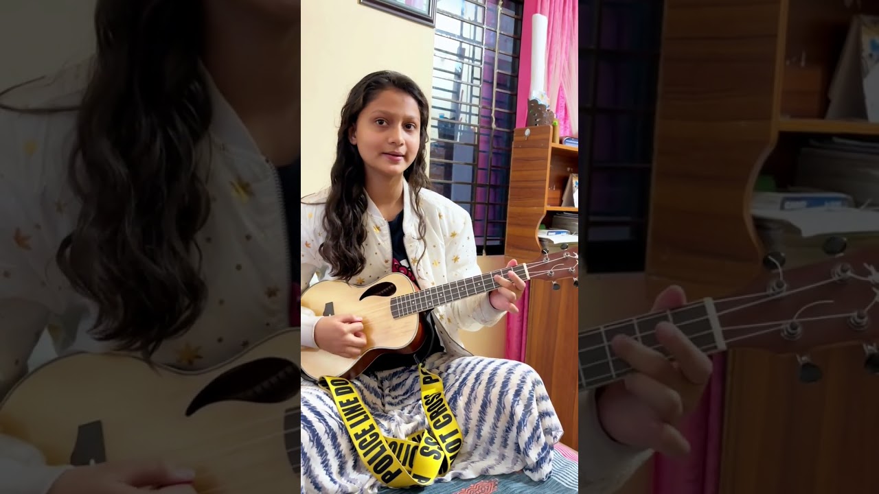 উকুলেলেতে কাহার্বা তালের গান বাজানো শিখছে মিষ্টি।Music Crowd Music School 
