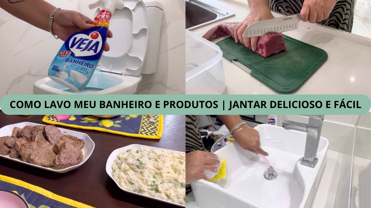 LAVANDO O BANHEIRO DETALHADO✨ | COMIDA QUE A GENTE AMA AQUI EM CASA 😍