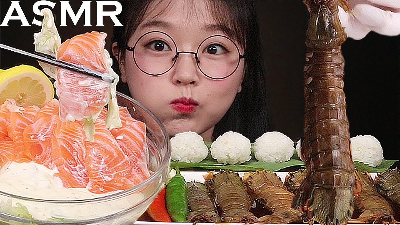 ASMR 갯가재장(쏙장) 연어샐러드 먹방 MANTIS SHRIMP & SALMON SALAD EATING SOUNDS MUKBANG
