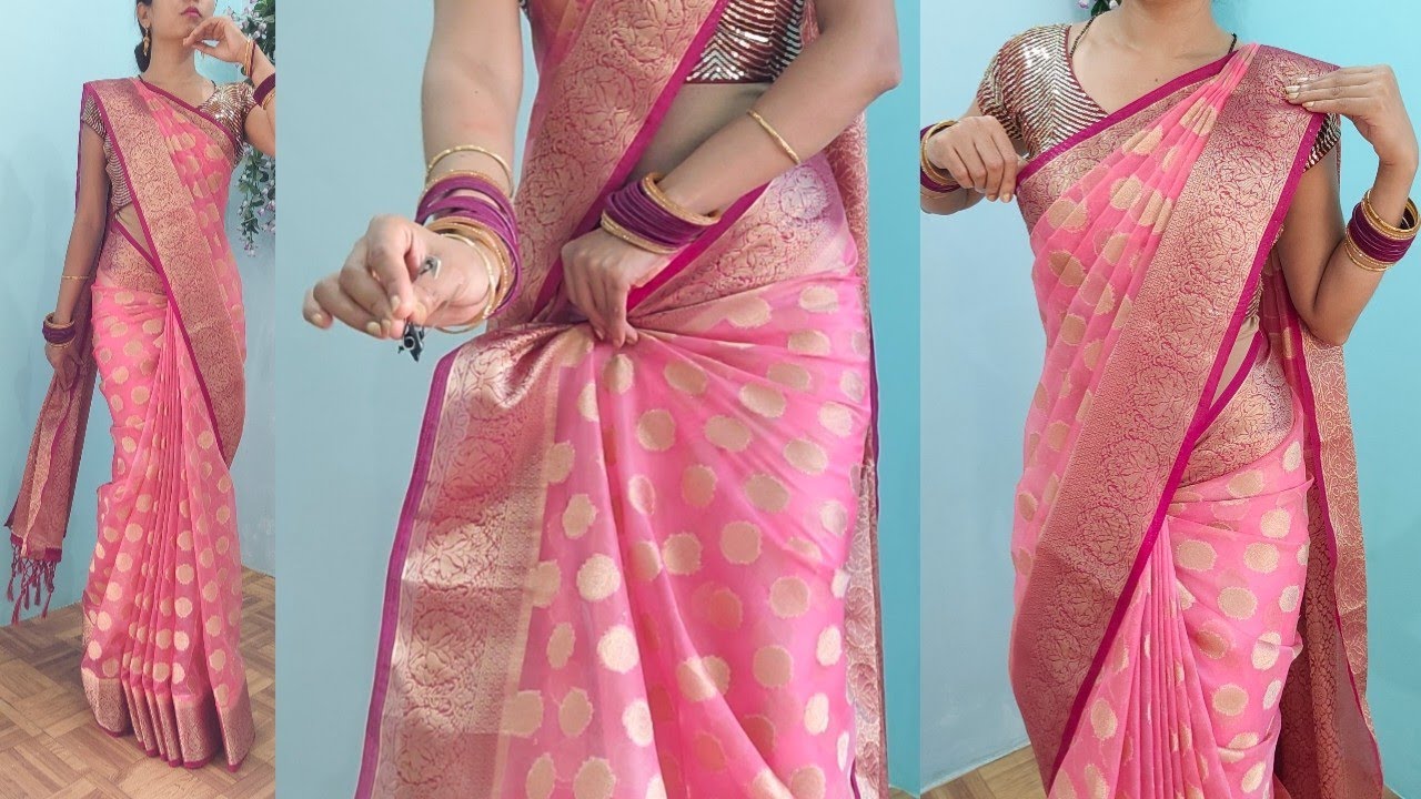 organza silk saree draping perfectly easy tips and tricks | saree draping tutorial