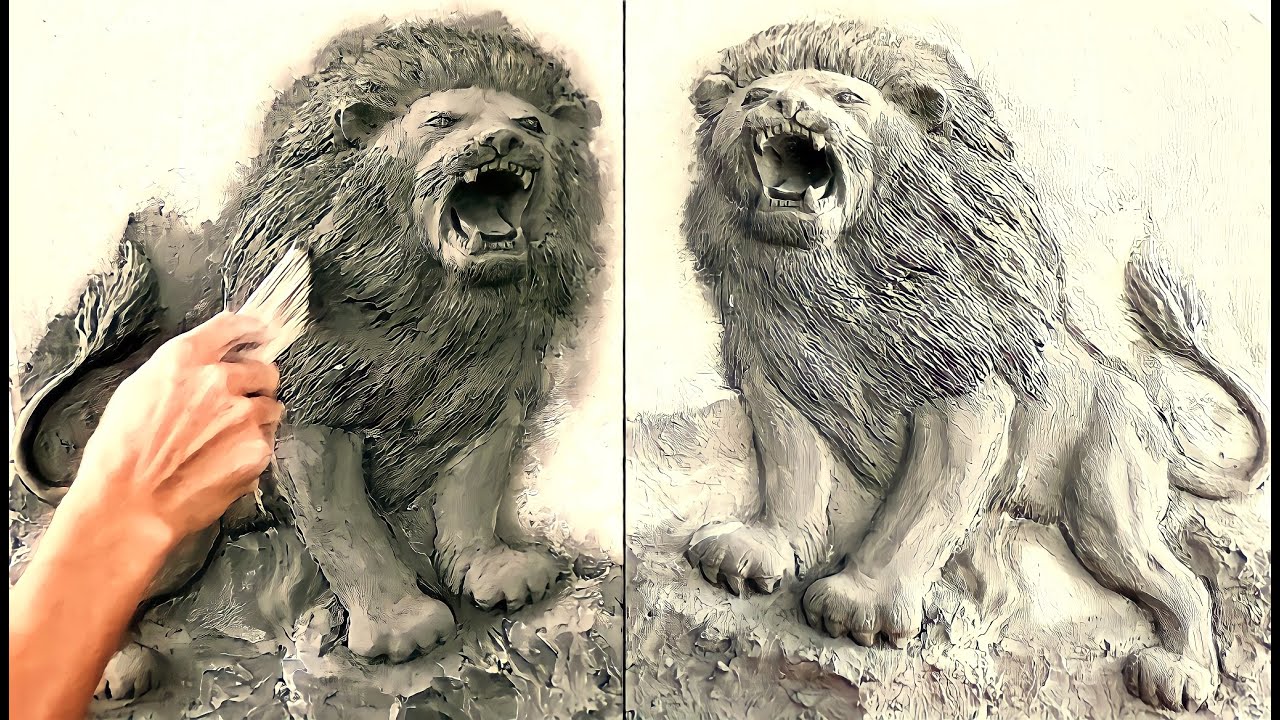 It's amazing how I made a floating lion, out of sand cement