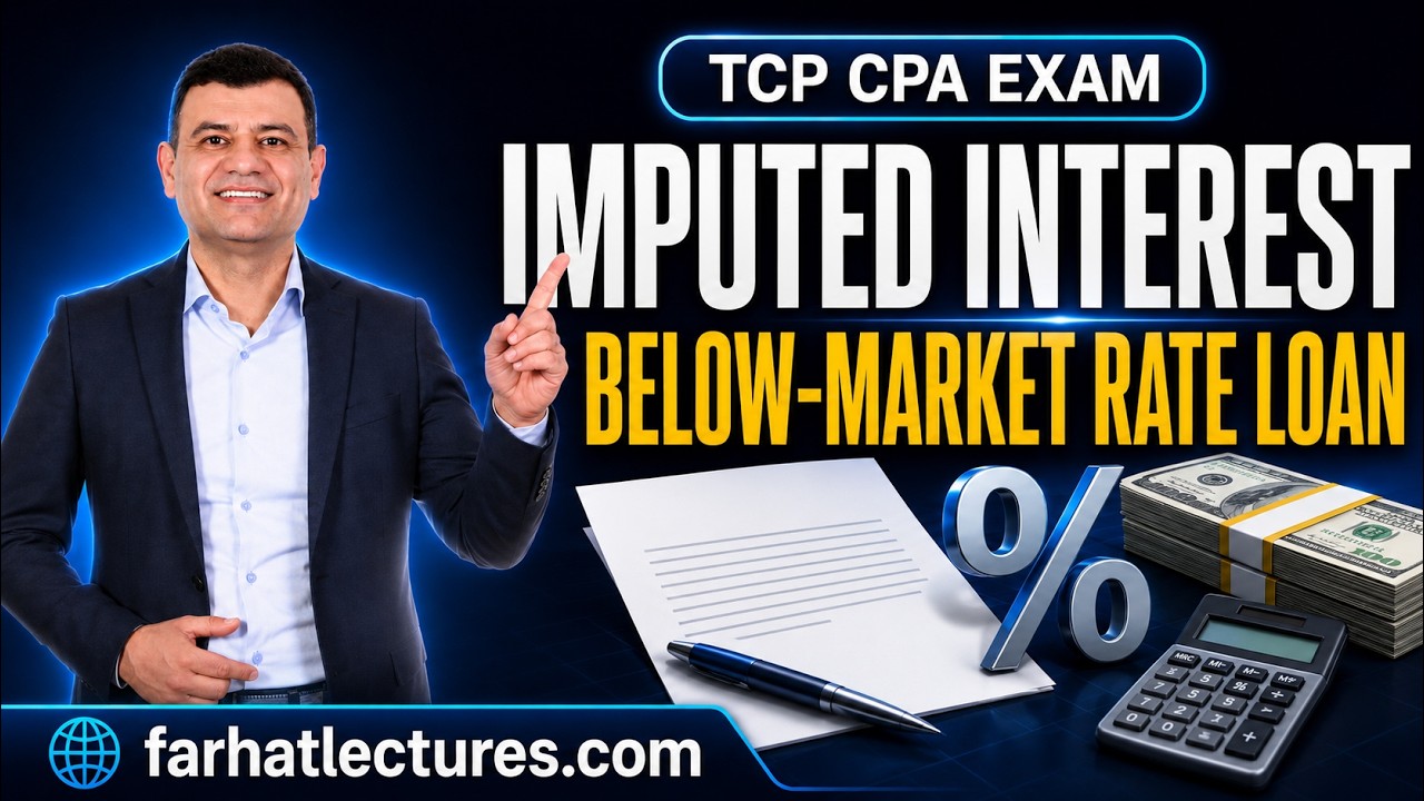 Imputed Interest for Below Market Rate Loan.  Tax Planning & Compliance CPA TCP Exam.