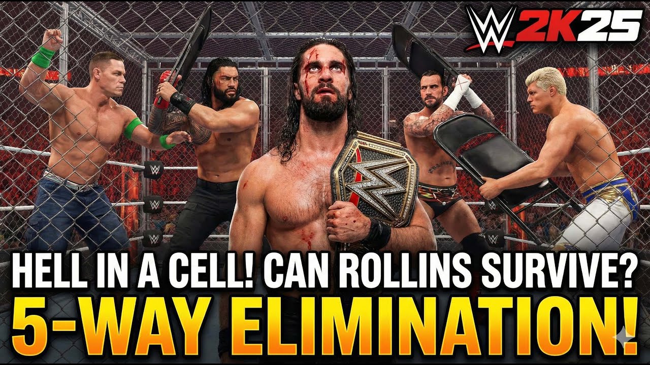 Can Rollins Survive? INSANE 5-Way Hell in a Cell | WWE 2K25 Live Stream