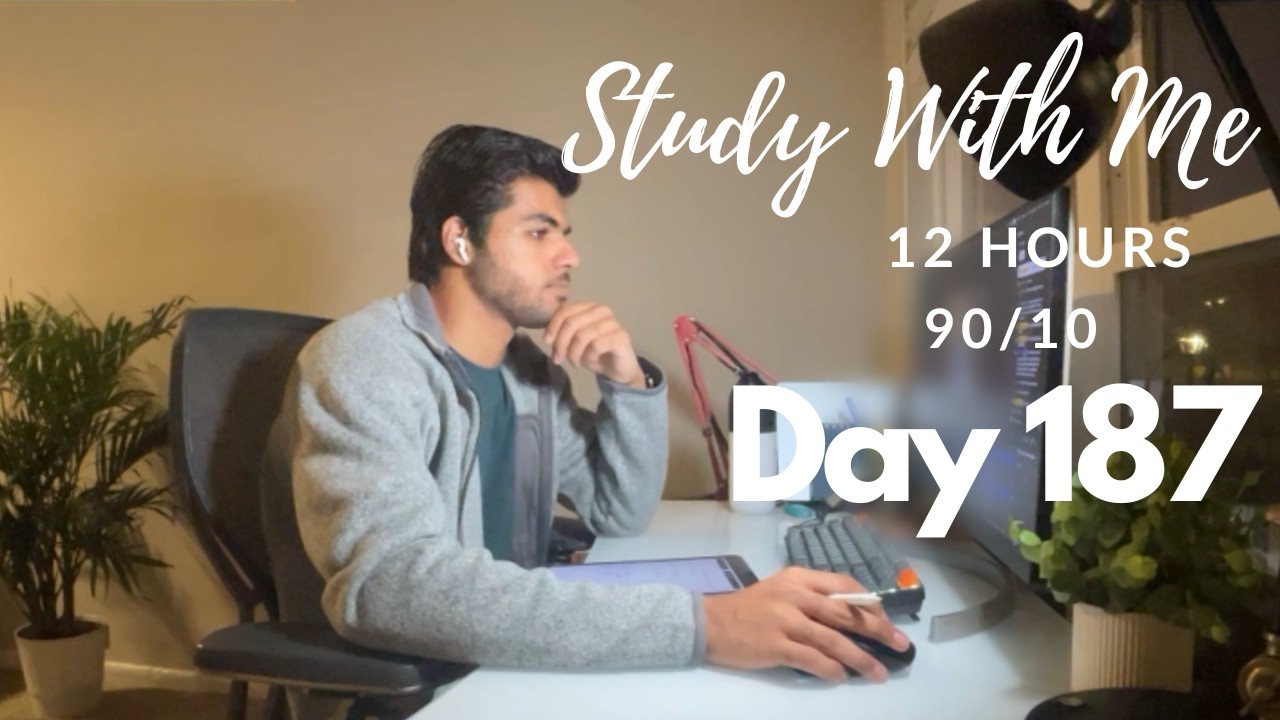 12 Hour Live Study With Me|Medical Student| 90/10 Pomodoro| Rain Sounds🌧️|Day 187