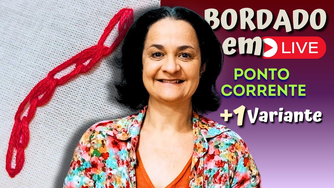 Simples e lindo! Outro modo de bordar ponto corrente de conchas no tecido!