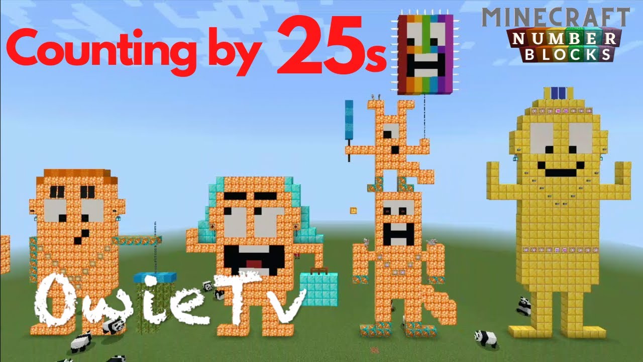 Numberblocks Minecraft -COUNTING BY 25 | Learn to Count | Skip Counting by 25 | Math Counting Song