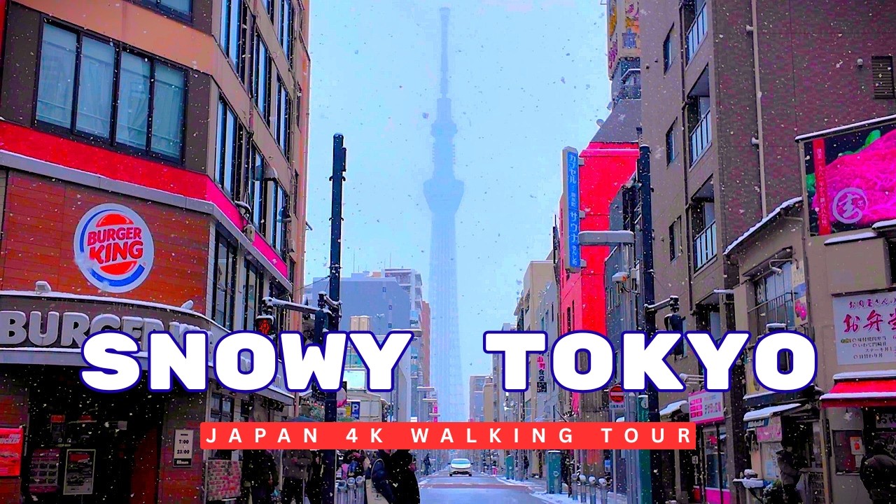 Snowy Morning Commute in Japan ❄️ | Walk to Station & Train to Tokyo Skytree (4K, No Talking)
