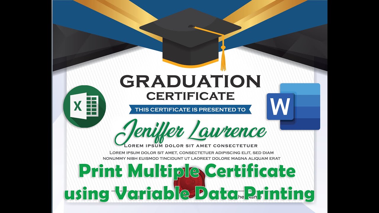 Automatically Print Certificates in Word with Name list in Excel Variable Data Printing