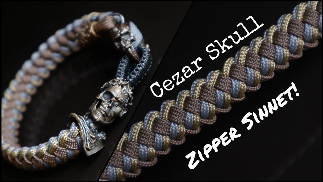 [CEZAR SKULL] HOW TO MAKE A ZIPPER SINNET PARACORD BRACELET , USING 3 ROPES.