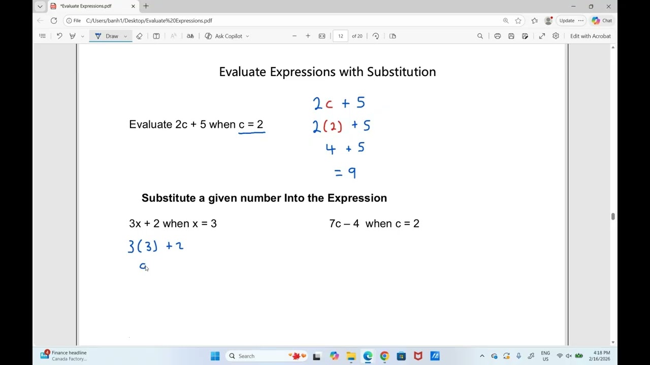 4. REVIEW Evaluate Expressions with Substitution