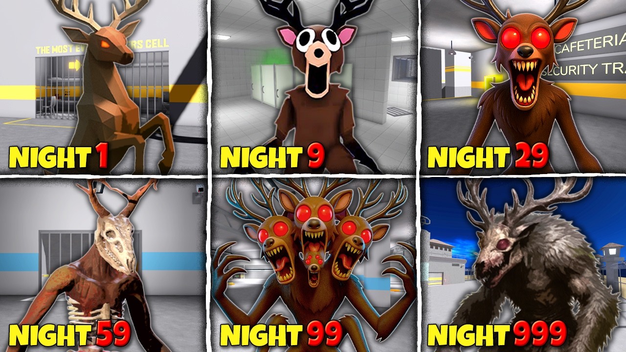 Survived 99 Nights in the Forest: EVOLUTION OF All JUMPSCARES in BARRY&rsquo;S PRISON RUN! New Horror Obby